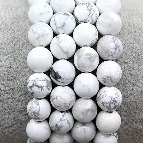 Amandastone Natural Gemstone 8mm Round Beads Stretch Bracelet 7 Inch - color: White Howlite