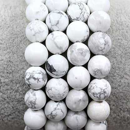 Amandastone Natural Gemstone 8mm Round Beads Stretch Bracelet 7 Inch - color: White Howlite