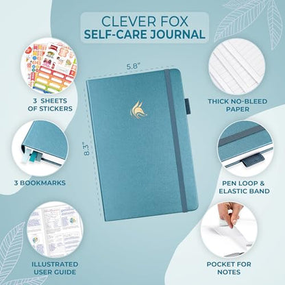 Clever Fox Self-Care Journal – Daily Reflection Notebook – Mental Health & Personal Development Planner, Meditation & Mood Log, A5 (Aquamarine) - color: Aquamarine, size: A5 (5.8'' x 8.3'')