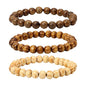 Eigso Wood Bead Bracelet Lava Rock Stone Beads Diffuser Bracelet Gemstone Aromatherapy Bracelet for Men Women - color: B: 3Pcs