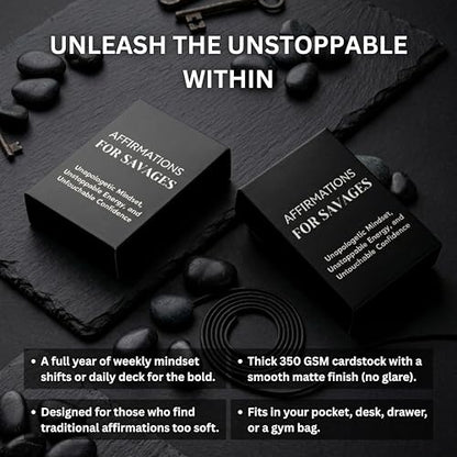 Isaac Liev Daily Affirmation Cards for Women & Men – 52 Motivational Affirmations Deck for Mindset & Inspiration | Cool Gifts for Him & Her, Best Friend, Coworkers, Office & Birthday - style: Savage Affirmation