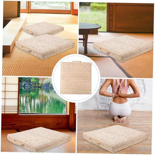 1pc Hand-woven Straw Meditation Mat Square Cushion for Yoga Zen Practices Smooth Surface for Comfort for Home Outdoor Use