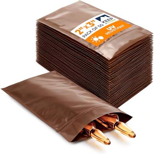 2"x 3" UV Protective Amber Zip Bags, Pack of 50 - Resealable Light-Blocking Plastic Bags for Packaging Light-Sensitive Products, Heavy Duty 3 mil Thick, Moisture Resistant Storage - size: 2"W x 3"L, style: Pack of 50