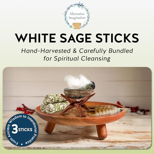 White Sage Smudge Stick Set – 3-Pack of 4-Inch Bundles for Home Cleansing, Meditation Rituals, Energy Clearing, Witchcraft Tools, Spiritual Gifts, Yoga, Altar, and Smudging