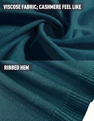 PULI Women's Versatile Knitted Shawls Scarf Poncho Sweater with Buttons Lightweight Spring Summer Fall Wraps - color: A-dark Cyan