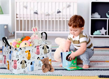 Rectangle Gift Storage Basket Home Shelf Storage Basket Organizer Box Clothes Laundry Hamper Nursery Basket Laundry Basket with Handles (Dog) - color: DOG