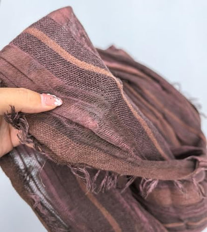 Artistic Retro Cotton And Linen Scarf, Plain Tie Dye Gradient Autumn And Winter New Soft Cotton Shawl - color: Wine Red