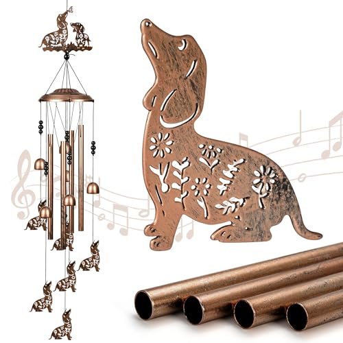Dachshund Dog Wind Chimes Outdoor Decor Dachshund Dog Birthday Gifts for Women Mom Sister 34 Inch Aluminum Windchimes for Outside Porch, Garden, Yard Decoration - size: Dachshund Dog