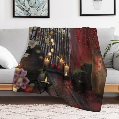 Glowing Massage Stone Throw Blanket, Soft Lightweight Cozy Warm Towels Candle Spa Flannel Blankets for Couch Bed Travel, 30"x40" - color: Glowing Massage Stone, size: 30"x40"