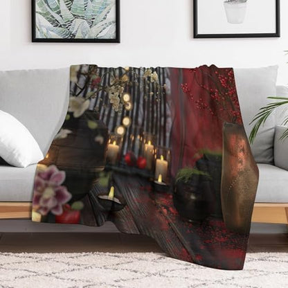 Glowing Massage Stone Throw Blanket, Soft Lightweight Cozy Warm Towels Candle Spa Flannel Blankets for Couch Bed Travel, 30"x40" - color: Glowing Massage Stone, size: 30"x40"