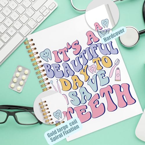 Dentist Gifts Notebook, Dental Hygienist Assistant Gifts Journal, Groovy It's A Beautiful Day To Save Teeth Spiral Notebook Journal for Note Taking, Dental Office Supplies, 5.5x8.3 Inch - color: it's a beautiful day to save teeth