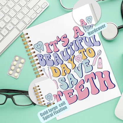 Dentist Gifts Notebook, Dental Hygienist Assistant Gifts Journal, Groovy It's A Beautiful Day To Save Teeth Spiral Notebook Journal for Note Taking, Dental Office Supplies, 5.5x8.3 Inch - color: it's a beautiful day to save teeth