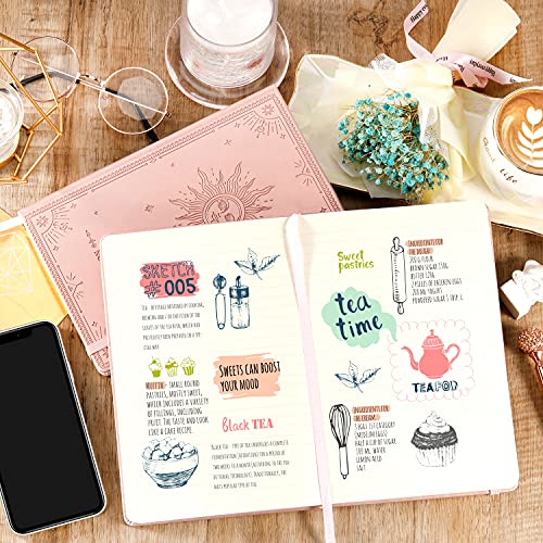 Artfan Ruled Notebook/Journal – Premium Thick Paper Faux Leather Classic Writing Notebook with Pocket + Page Dividers Gifts, Banded, Large, 144 Pages, Hard Cover, Lined (5.8 x 8.4) - The Sun - color: Rose Gold