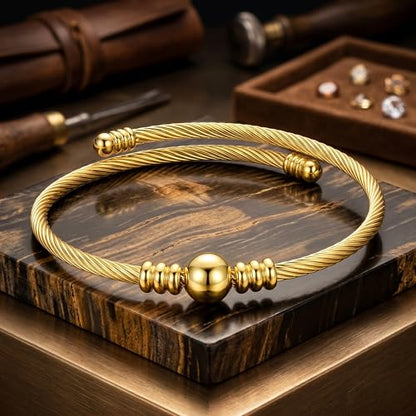 Bracelet for Women 18K Gold Plated Dainty ，Chain Simple Handmade Minimalist for Her - style: ball