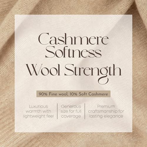 Velanio Cashmere Luxury Knitted Wrap Travel Shawl Scarf, Pashmina Stole, All-Season Scarf for Women Cashmere Wool Blend - color: Rice Flower