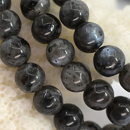 Justinstones Gem Semi Precious Gemstone 6mm Round Beads Stretch Bracelet 6.5 Inch Unisex - color: Larvikite