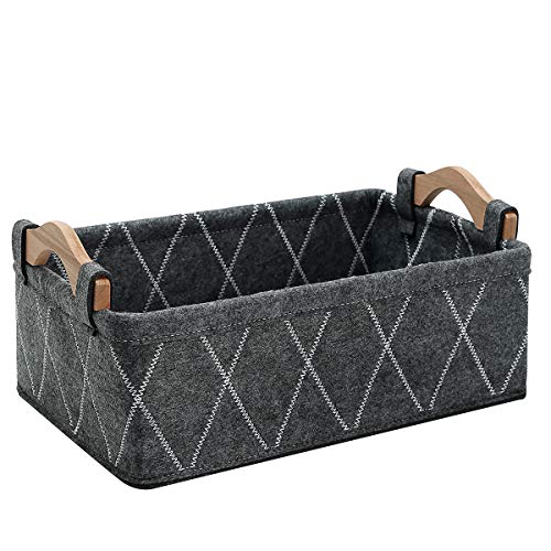 Small Baskets Fabric Bin Felt Empty Gift Basket Nursery Organizer for Makeup Cosmetics Underwear Socks Bra Collapsible Basket Home Decor - color: GRAY, size: 11.4x7.1x3.9 Inch (Pack of 1)