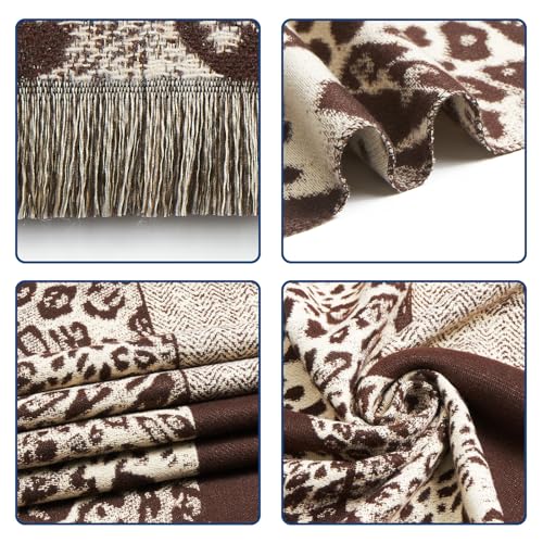 QIUTIMIY Pashmina Shawl Wraps for Womens Winter Scarf Reversible Pattern Designer Ladies Shawls and Wraps for Evening Dresses - color: Flower2-dark Brown