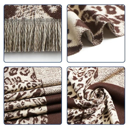 QIUTIMIY Pashmina Shawl Wraps for Womens Winter Scarf Reversible Pattern Designer Ladies Shawls and Wraps for Evening Dresses - color: Flower2-dark Brown