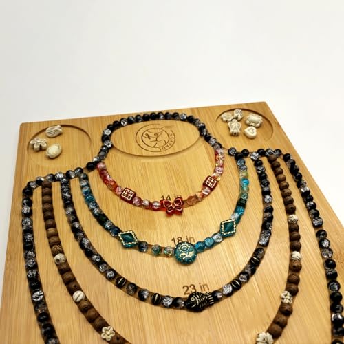 NOAVAOL Bamboo Bead Board for Jewelry Making, Combi Beading Tray Design Mat for Necklaces, DIY Small Jewelry Design Board