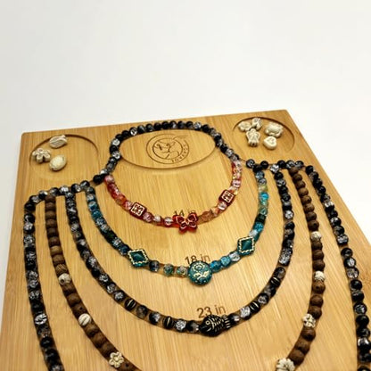NOAVAOL Bamboo Bead Board for Jewelry Making, Combi Beading Tray Design Mat for Necklaces, DIY Small Jewelry Design Board
