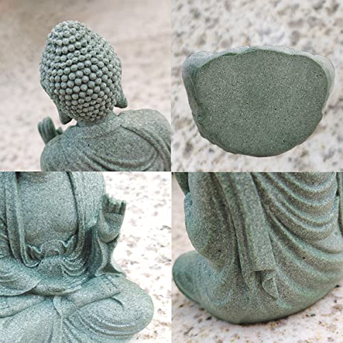 livelyfish Meditating Buddha Statue Natural Sandstone Buda Sculptures for Fish Tank Aquarium Decorations Home Zen Garden Bonsai Ornament Decor, Gifts (Fearless-Small) - size: B-Small