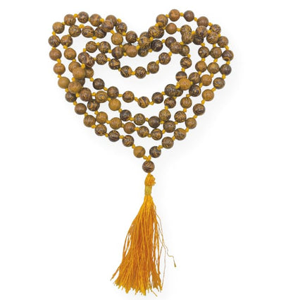 GEMSCITE Japa Mala 108 Prayer Beads Perfect for Meditation Spiritual Mala Necklace & Wrist Mala Bracelet - color: Mariyam Jasper (Calligraphy), size: Hand Knotted