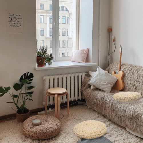 Round Corn Bran Yoga Mat Thickened Meditation Cushion Woven for Meditation Decor