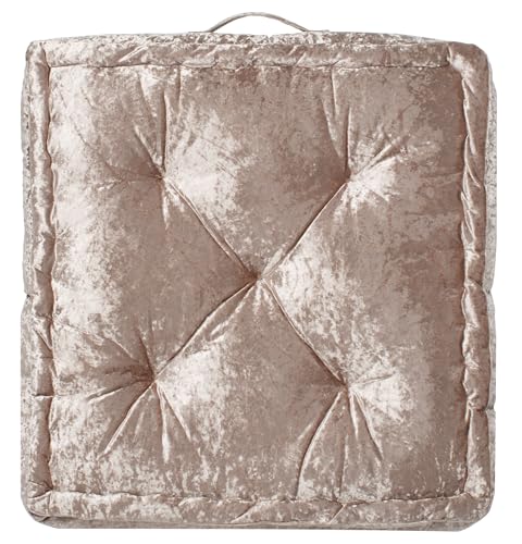 SAFAVIEH Home Collection Belia Champagne 18-inch Square Tufted Floor Pillow with Insert - color: Champagne, size: 18 x 18-Inch