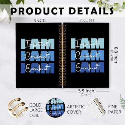 I Am Affirmation Spiral Notebook, Blue and Black Motivational Journaling Notebooks, Affirmation Spiral Journal for Kids Men Women, Positive Office School Supplies Gifts, 5.5x8.3 In - color: am affirmation