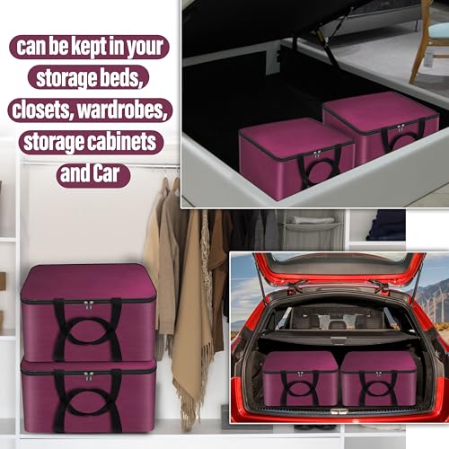 Storite 2 Pack Small Non-Woven Fabric Clothes Storage Bags | Foldable Wardrobe Organizer with Zipper & Handle | Underbed Cloth Storage Box for Sarees, Blankets & Toys (Non-Woven, 41_35_23.5 cm)