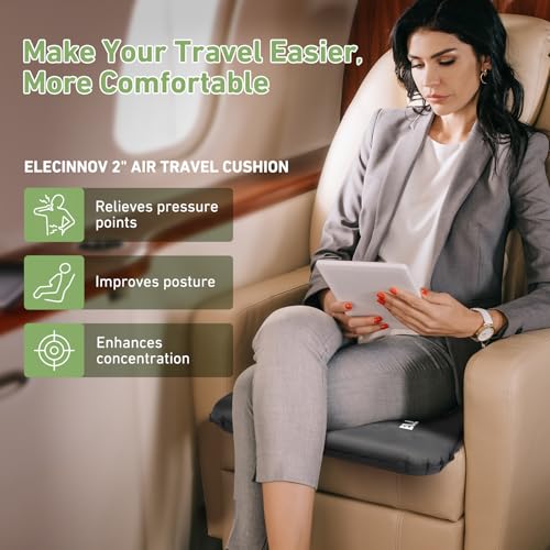 Inflatable Seat Cushion, Self Inflating Memory Foam Stadium Seat Cushion Lightweight Camping Chair Pad Airplane Cushion for Long Flights Outdoor Travel Bleacher Office Car Backpacking (Grey) - color: Gray-1pack