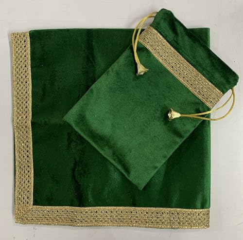 SMMS Spiritual Velvet Table Cloth Altar Tarot Spread (Green, Medium- 61cm*61cm/ 24inch*24inch) - color: Green, size: Medium- 61cm*61cm/ 24inch*24inch