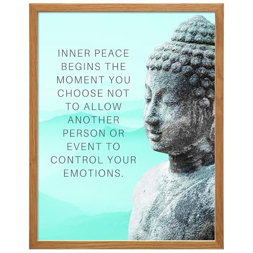 Buddha Art 11x14 FRAMED - Inspirational Meditation Spa, Yoga, Meditation Room Decor - Motivational Quotes Zen Wall Art - spiritual New Age Gifts for Women, Blue Positive Quotes, Motivation Inspiration - size: 11"L x 14"W, style: Framed