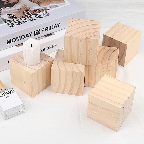 12 Packs Wooden Blocks for Crafts, 2.75 Inch Pine Wood Cubes, Wooden Cubes for Paint, Stamp, Decorate, DIY Projects and Personalized Gifts,by GNIEMCKIN - size: 12 Packs 2.75 Inch