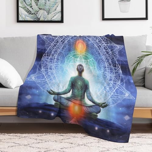 Yoga Meditation Zen Lotus Throw Blankets,Blanket Premium Super Soft Cozy Warm Bed Blanket Couch Decorative Throw Blankets for Living Room Bedroom Dorm