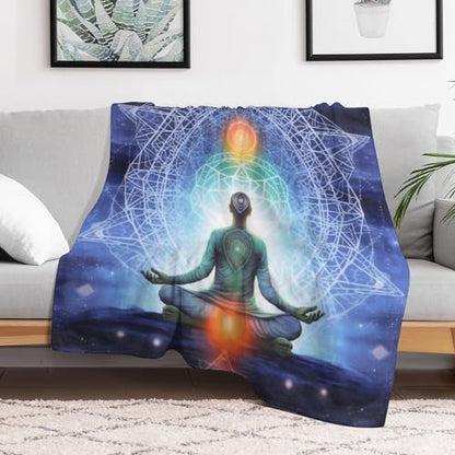 Yoga Meditation Zen Lotus Throw Blankets,Blanket Premium Super Soft Cozy Warm Bed Blanket Couch Decorative Throw Blankets for Living Room Bedroom Dorm
