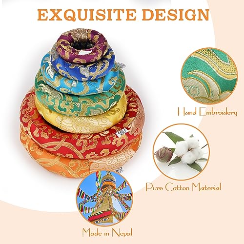 Tibetan Singing Bowl Accessories Silk Ring Cushions Handmade in Nepal Round Cushion for Sound Bowls Meditation Accessories