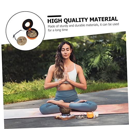 Toyvian 1Pc Brass Meditation Chime Bell with Storage Bag Durable Cymbal Bell for Spiritual Practice Sound for Meditation Decor and Buddhist Rituals