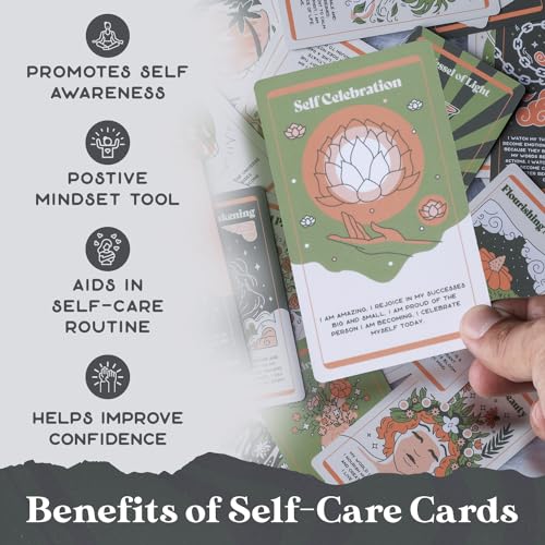 PURPLE CANYON Self Care Affirmation Cards | Positive Affirmations Cards for Mindfulness and Meditation | Motivational Gifts for Women and Men | 52 Card Deck for Encouragement - style: Self-Care Affirmation Cards