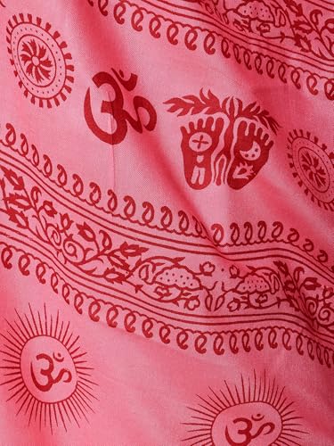 Exotic India Women's Polycotton Prayer Shawl with Printed Om Namah Shivai | Religious Pooja Mandir Wrap Stole, Scarves