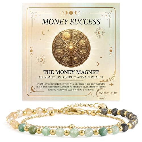 Farfume Crystal Bracelet Beaded Bracelets 4mm Natural Stone Beads Gemstone Handmade Jewelry Gift for Women - color: Money Success-Abundance & Prosperity