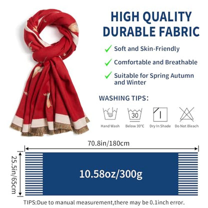 QIUTIMIY Pashmina Shawl Wraps for Womens Winter Scarf Reversible Pattern Designer Ladies Shawls and Wraps for Evening Dresses - color: Flower3-red