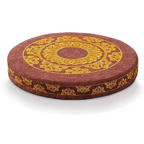 Universal Meditation Cushion,Cotton Linen Jacquard Embroidered Futon, Yoga Floor Pillow,Round Seat Cushion For Sitting On The Floor Meditation Accessories(Brown,70cm) - color: Brown, size: 70cm
