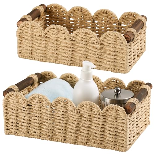 Storage Basket Wicker Baskets for Organizing Toilet Paper Storage Basket for Toilet Tank Top,Beige - color: Beige