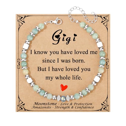 JoycuFF 𝗚𝗶𝗳𝘁𝘀 𝗳𝗼𝗿 𝗪𝗼𝗺𝗲𝗻 𝗠𝗼𝗼𝗻𝘀𝘁𝗼𝗻𝗲 𝗕𝗿𝗮𝗰𝗲𝗹𝗲𝘁 Amazonite Colorful Imperial Jasper Stainless Steel Beads Bracelets, Graduation Christmas Valentines Mothers Day Birthday Gifts - style: Gigi Gifts-Amazonite