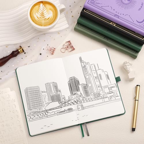 Blank Journal for Women Men, 192 Pages A5 Notebook Journal, Hardcover Notebook with 100Gsm Thick Pages, Leather Note Book for Writing, Travel, Business, Office, Prayer 5.7 x 8.3, Dark Green - color: Dark Green, style: Plain