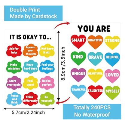 240 Pcs Mental Health Cards Motivational Reading Cards Rewards Prizes Inspirational Gift for Boho Classroom Library Teacher Supplies(I am) - color: positive bright