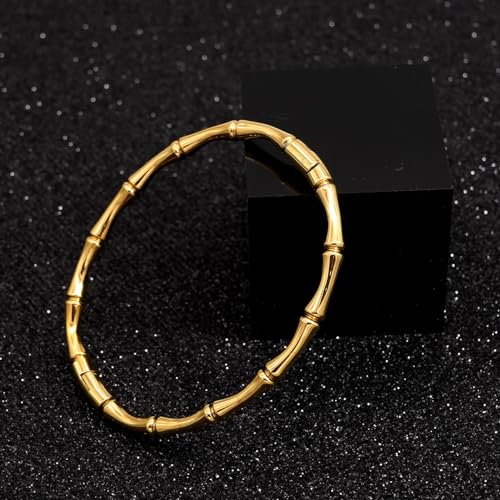 Stainless Steel Bamboo Design Bracelet Titanium Steel Bangle - color: Bamboo Gold