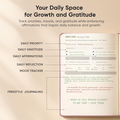 Best Daily Journal for Men & Women - Gratitude, Manifestation & Guided Journal with Prompts for Personal Growth (A5, Pink) - PRODUCTIVITY STORE - color: Pink